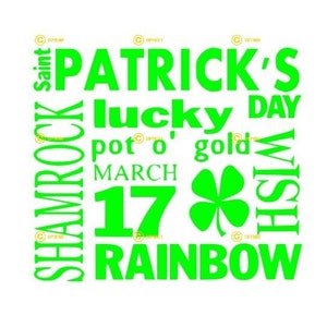 St. Patrick&#39;s Day digital image in green and black SVG PNG JPG Download print cut sublimate Put on shirt, mugs, Leprechaun clovers