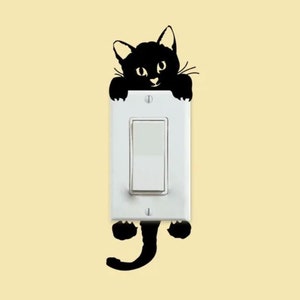 Chat interrupteur de lumière plaque électrique Image numérique du chat supérieur et inférieur SVG PNG JPG Télécharger impression coupe sublimer chaton Meow Animal mignon maison
