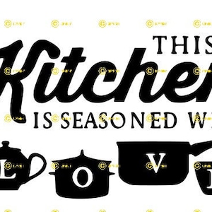 Diese Küche ist mit Liebe gewürzt DIGITALES BILD svg png jpg Download Druck geschnitten sublimieren Setzen Sie auf Tshirt, Tassen, Hut, Taschen, Schilder Hausmannskost