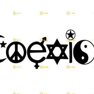 Coexistir imagen digital SVG PNG JPG Descargar imprimir cortar sublimar camisetas, tazas pegatinas Ying Yang Estrellas Bruja boho Gitano Gótico paz espiritual