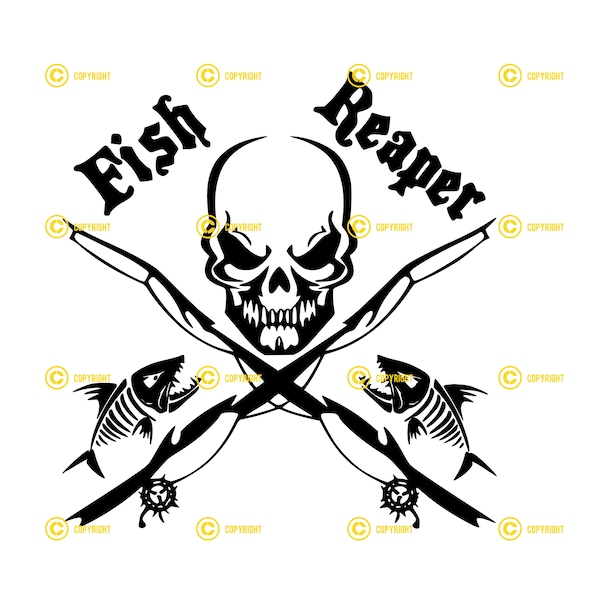 Fish Reaper DIGITAL IMAGES svg png jpg Download print cut sublimate tshirt mug, sticker Father's Day Fishing Outdoor fishing skull skeleton