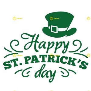 Happy St. Patricks Day digital image SVG PNG JPG Download print cut sublimate Put on tshirt, mugs, Leprechaun Irish four leaf clover