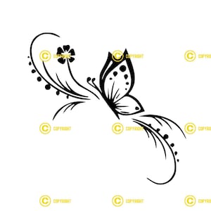 Diseño de mariposa IMAGEN DIGITAL Svg Png Jpg Descargar impresión corte sublimar camisetas, tazas Tatuaje Mariposas Boho Gitano flores jardín floral