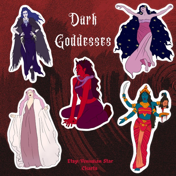 Dark Goddess Stickers: white | large | set of five