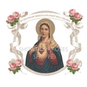 Maagd Maria digitale download - katholieke afdrukbare | Gezegende moeder afbeelding | Onbevlekt hart clipart-religieuze afdrukbare