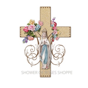 Maagd Maria - Vrouwe van Lourdes - INSTANT Download PNG, Katholieke Digitale Print - 8x10 - Clipart - Crafting - Religieuze kaarten - Heilige kaarten - Kunst
