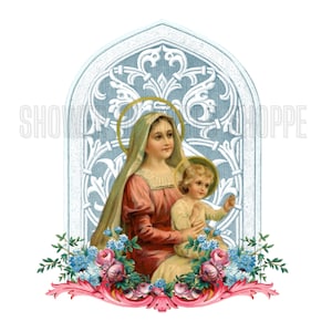 Virgin Mary Jesus | INSTANT DOWNLOAD | Catholic Clipart Graphics | Religious Holy Image Printable - Jesus Clip art -Shower of Roses Shoppe