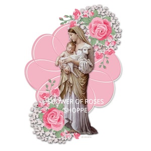 Virgin Mary Jesus Digital INSTANT Download Catholic Art Graphic Clipart | Shower of Roses Shoppe