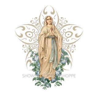 Vergine Maria - Signora di Lourdes - Download immediato PNG, Stampa digitale cattolica - 8x10 - Clipart - Crafting - Carte religiose - Santini -Arte
