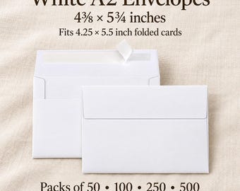 RESERVED for Greeting Card Purchases - White A2 Wedding Envelopes, Fits 4.25 x 5.5 Inch Cards (Packs of 50-500)