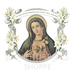 Maagd Maria digitale download - katholieke afdrukbare | Gezegende moeder afbeelding | Onbevlekt hart clipart-religieuze afdrukbare