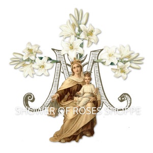 Maagd Maria digitale download - katholieke afdrukbare | Maagd Maria afbeelding | Mount Carmel - religieuze afdrukbare