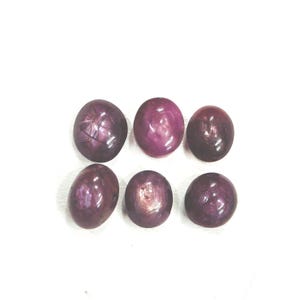 Best Quality 6 Pieces Purple Star Sapphire Cabochon Size 9X7 mm to 10X9 MM Round Oval Shape Purple Sapphire Gemstone Gift For her 32  Carats