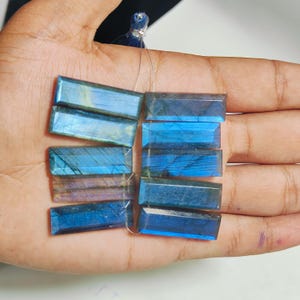 Excellent Labradorite  10 pieces Size 10X30 MM Rectangle Shape Gemstone Briolette Cut Handmade Stone Labradorite Cut labradorite Jewelry: