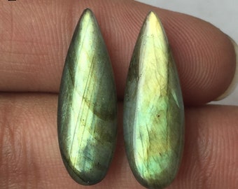 Best  Quality 2 Pieces Large Labradorite Cabochon Gemstone Unique Flashy Labradorite Size 26x9 MM Gemstone Loose Labradorite