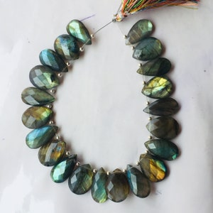 Multi blue Flashy Labradorite Pieces : 10 Amazing Multi blue Flashy Polish Briolette Gemstone 13x18 MM. Pear Shape Briolette Use For Jewelry
