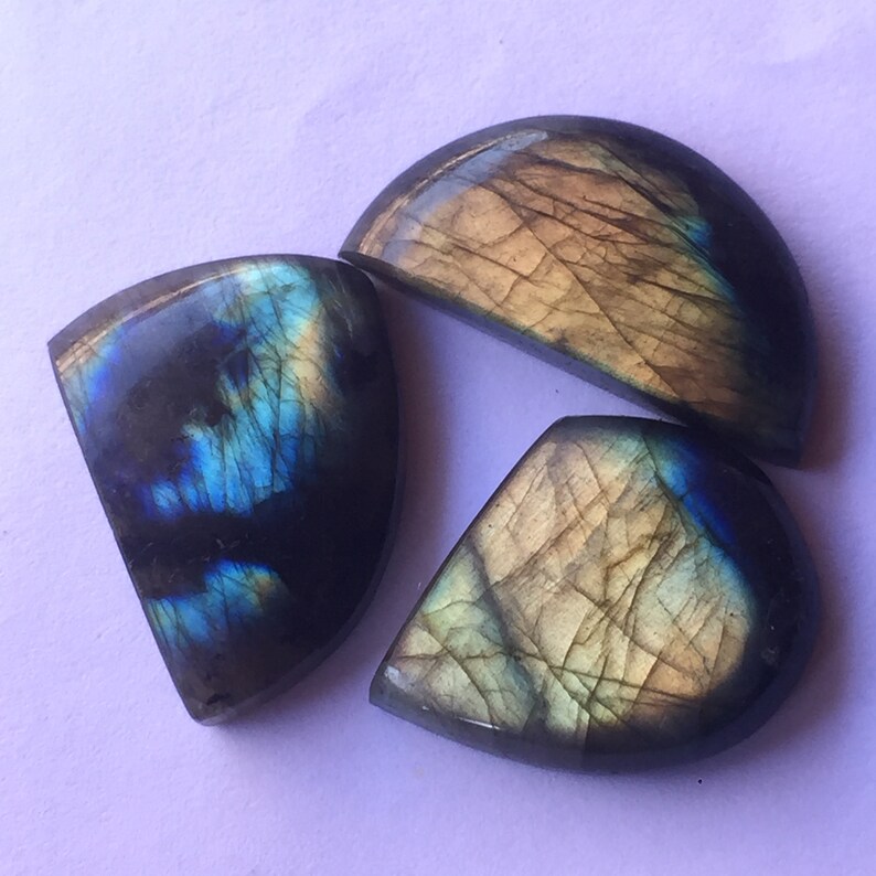 Best For Silver 100/%Natural Labradorite Cabochon Gemstone Handmade Smooth 3 Pieces Labradorite Gemstone Mix Shape Size- 31x16x9 MM 48 Cts