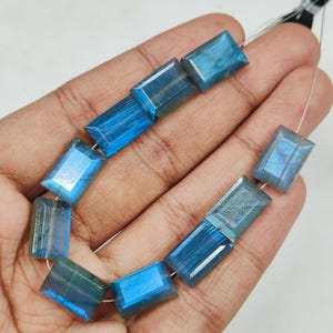 Amazing Quality Blue Fire Labradorite Faceted Beads Gemstone Size 10x16 M Hand Polish Rectangle Shape Use For Jewelry Making Gift For Her