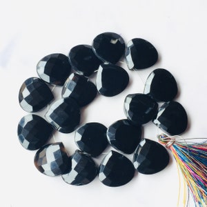 Excellent Black onyx Briolette beads Size 15x15 MM Heart Shape 11 beads Calibrated Gemstone Gorgeous Black Onyx beads Use For Jewelry Making