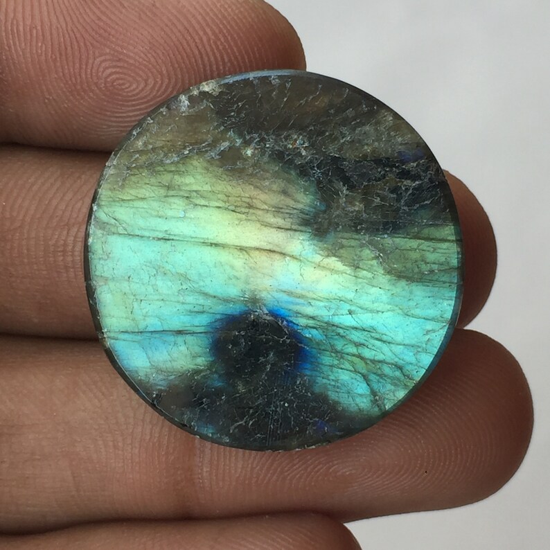 Multi Fleshy Size-29x29x6 MM Labradorite Cabochon Gemstone Labradorite Round Shape Loose Gemstone Hand Polish Labradorite Jewelry Making