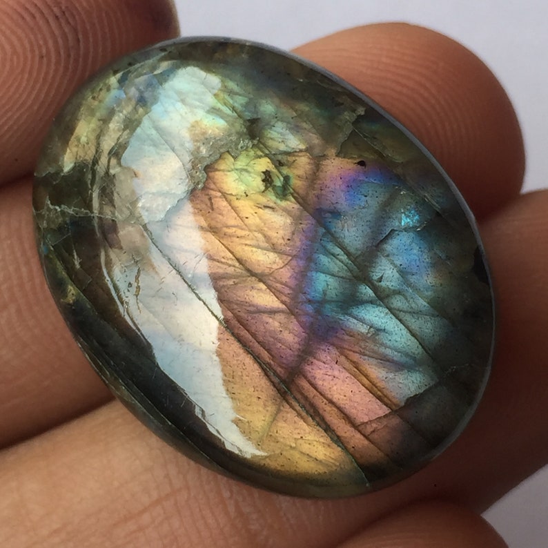 Multi Purple Flashy Labradorite Cabochon Gemstone 28x21x8 MM 100/%Natural Labradorite Oval Shape Polish Use For Jewelry 45 Cts