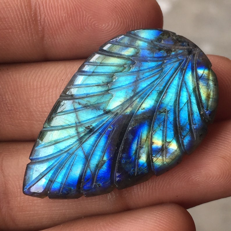 Beautiful Carving Labradorite Cabochon Gemstone Use For Jewelry Natural Unique Flashy Labradorite Gemstone pear Shape Size-42x27x5 MM 50 Ct