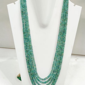 Natural Zambian Emerald Faceted Necklace Emerald Rondelle Beads Size 5x5 MM 16 Inches one line Strand Gemstone  Beads For Necklace Jewelry