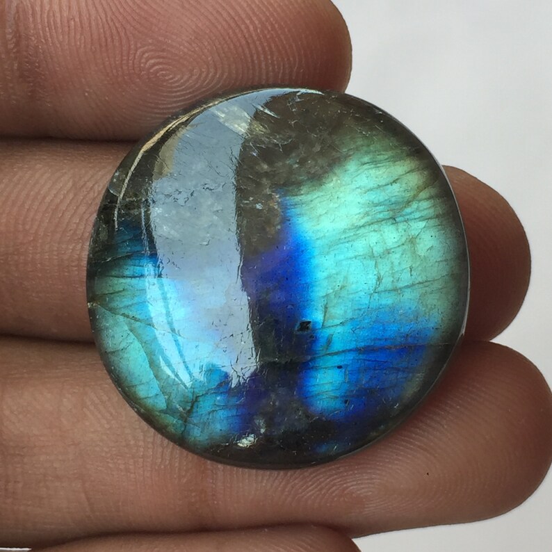 Multi Fleshy Size-29x29x6 MM Labradorite Cabochon Gemstone Labradorite Round Shape Loose Gemstone Hand Polish Labradorite Jewelry Making