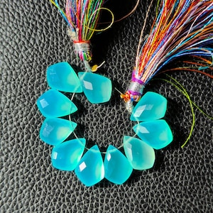 Beautiful Aqua Chalcedony Briolette Strand Gemstone Size 14x10 MM Kite Shape Aqua Chalcedony Beads Gift for her Wholesaler Gemstone