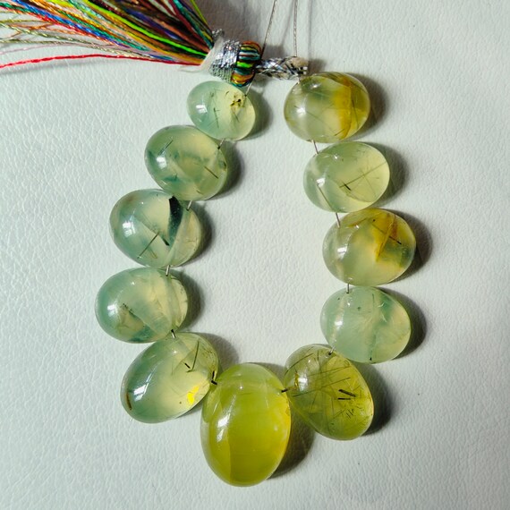 Best Quality Prehnite Cabochon Strand Gemstone Size 14x10
