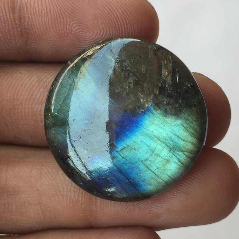 Multi Fleshy Size-29x29x6 MM Labradorite Cabochon Gemstone Labradorite Round Shape Loose Gemstone Hand Polish Labradorite Jewelry Making