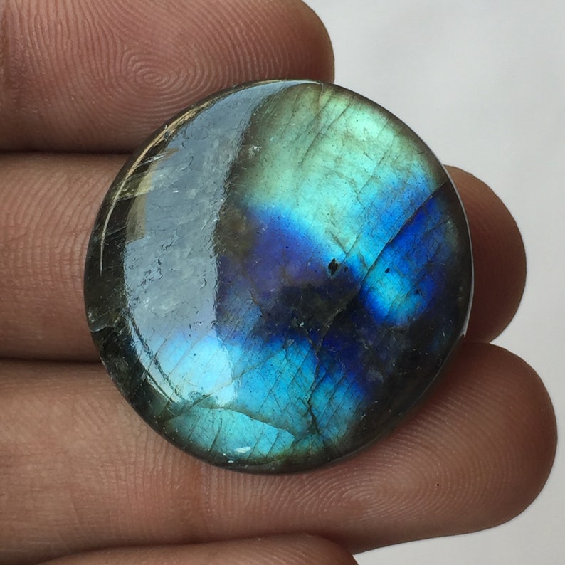 Multi Fleshy Size-29x29x6 MM Labradorite Cabochon Gemstone Labradorite Round Shape Loose Gemstone Hand Polish Labradorite Jewelry Making