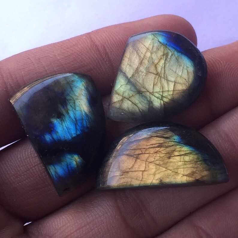 Best For Silver 100/%Natural Labradorite Cabochon Gemstone Handmade Smooth 3 Pieces Labradorite Gemstone Mix Shape Size- 31x16x9 MM 48 Cts