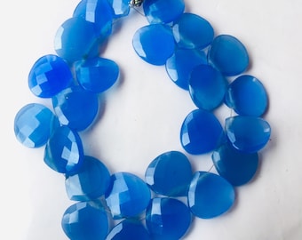 Blue Chalcedony Briolette Handmade Stone 10 Pieces  Size 12x12 MM, 1 Strand Blue Chalcedony Wholesaler gemstone Use For Jewelry Making