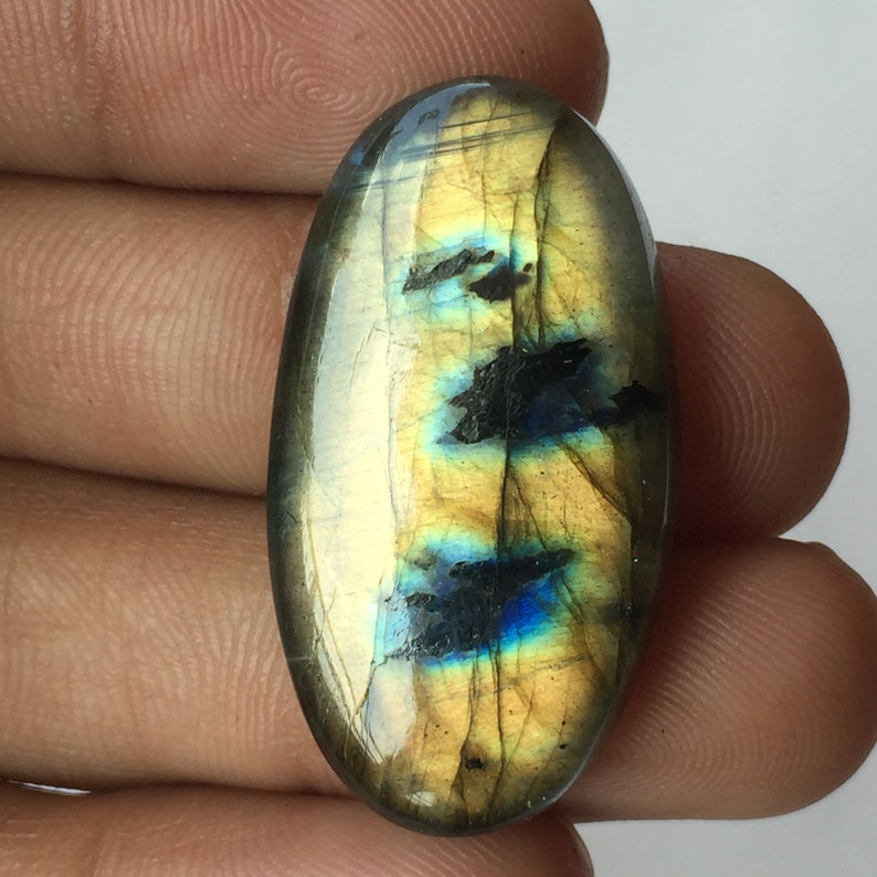 Amazing Gold Flashy Labradorite Cabochon Gemstone Oval Shape Handmade Gemstone Flashy Labradorite Size 35x19x7 MM Wholesale Labradorite