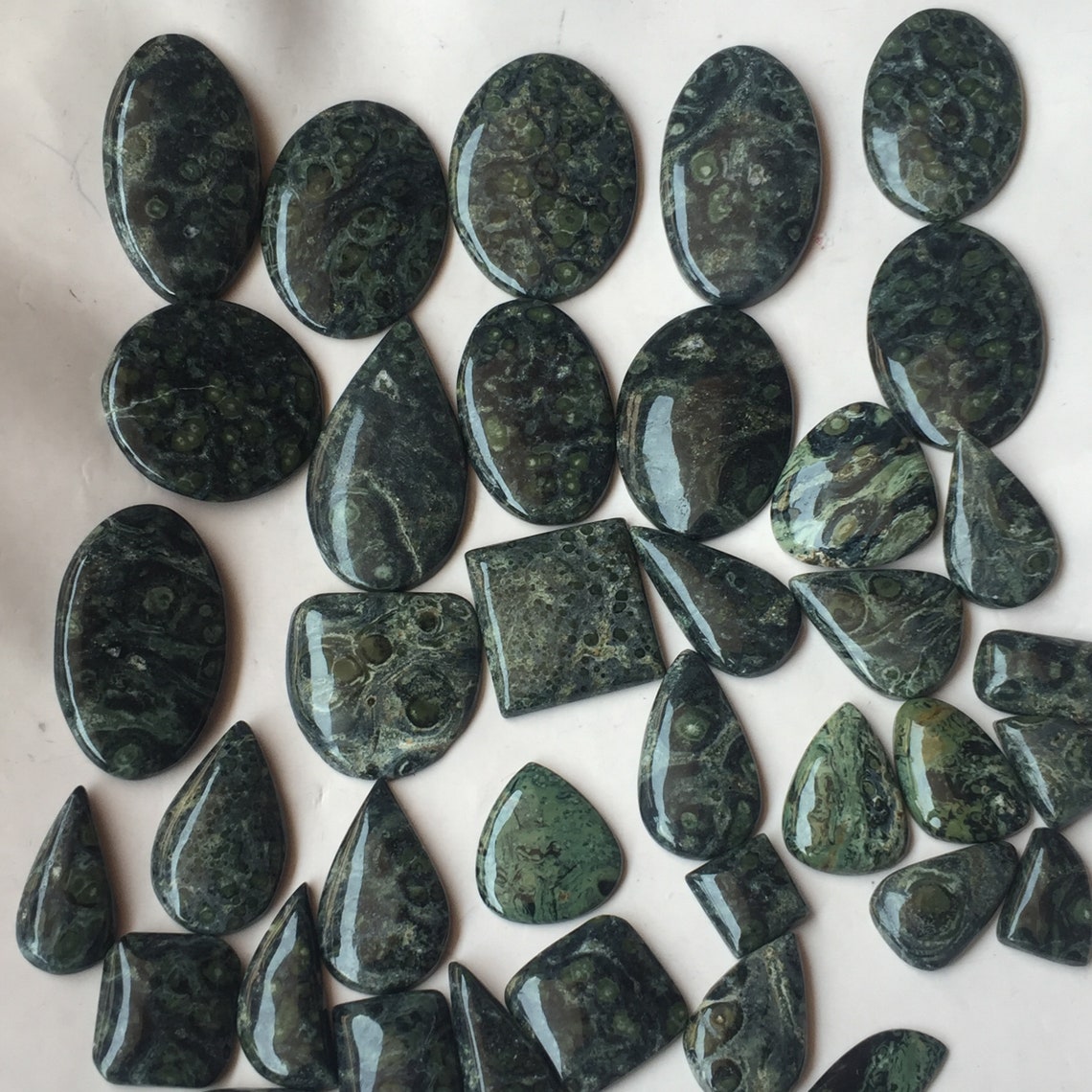 Green Color Jasper Big Lot Cabochon Gemstone Smooth Stone Etsy