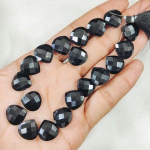 Rarest Black Onyx Briolette Beads Size 14x14 MM Heart Shape Unique Gemstone Black Onyx beads 10 pieces Use For Making Earring Gift For Her