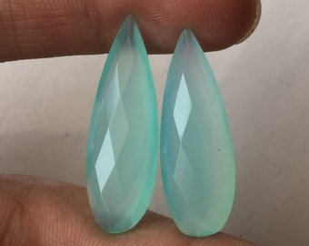 Beautiful Aqua Onyx Gemstone, Onyx Cabochon , Pear Shape Semi Precious Gemstone faceted Loose Gemstone Size 34x11x6 MM