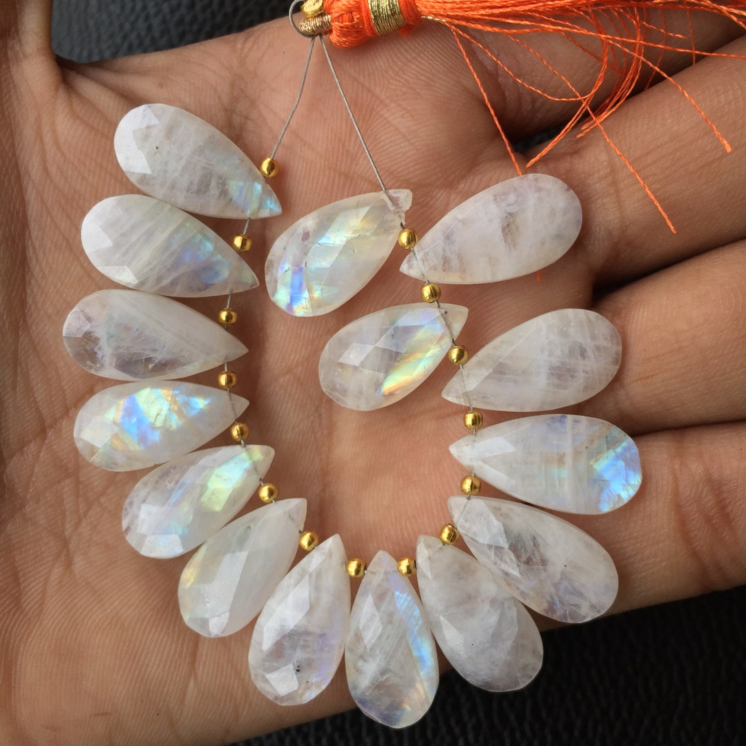 Pretty Rainbow Moonstone 10 Pieces 1 Line Gemstone Limited Stock
