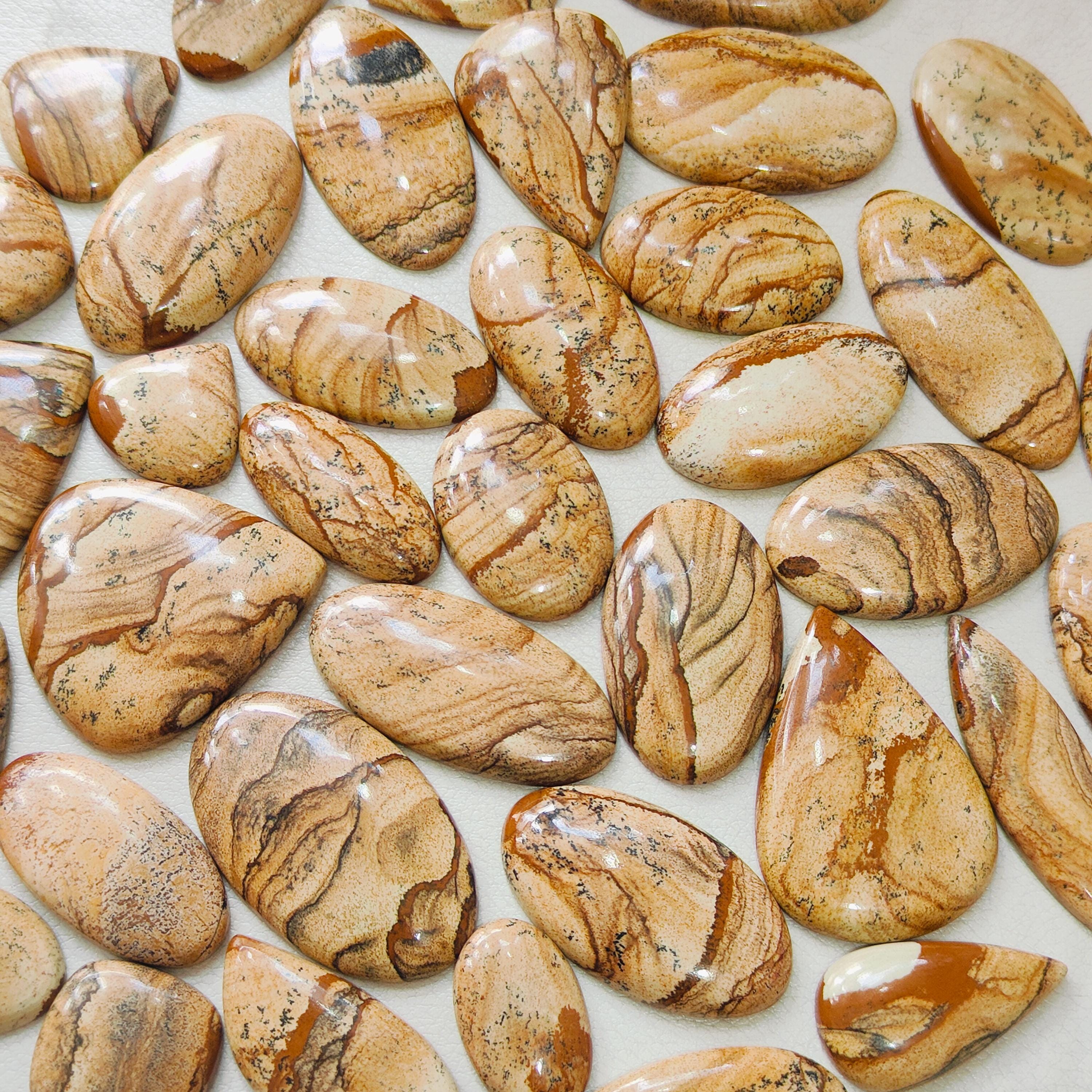 きれいな色のピクチャージャスパー 10個ロット サイズ約40～30mm 長さ