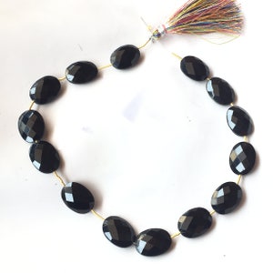 Gorgeous Black Onyx Briolette Beads Size 10x14x4 MM Oval Shape Beads Hand Polished Beads Calibrated Gemstone Use For Jewelry Making
