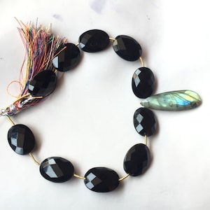 AAA Quality Natural Black Onyx Smooth Cube Oval Shape Size : 18x13 MM Beautiful Black Onyx 1 Strand 11 Pieces Use For Jewelry Making Best