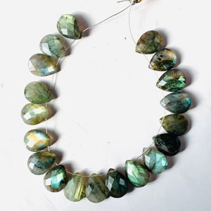 Multi Flashy green yellows Labradorite Polish Strand Briolette 16x12 MM Pear Shape Briolette Gemstone Use For Jewelry Making 20 Pieces