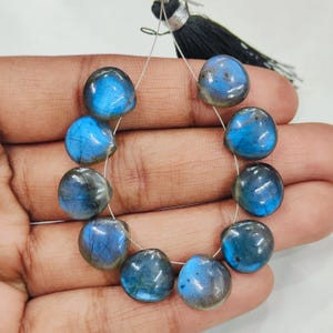 Top Blue Fire Labradorite Smooth Cabochon Gemstone Beads Handmade Stone Beads Size 12x12 MM Heart Shape 10 Pcs Labradorite Gift For Her