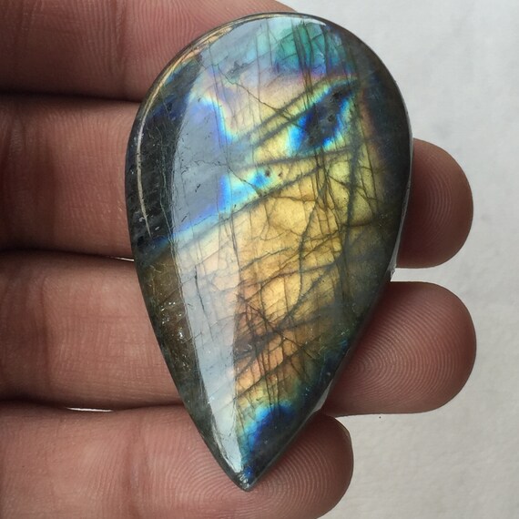 Labradorite Triangular Shape Cabochon 35\u00d720\u00d78 MM Size