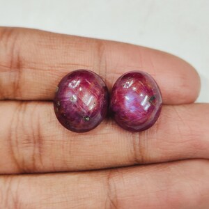 Purple Star Ruby Sapphire Cabochon Size 15X13MM to 14X12MM Oval Shape Purple Sapphire Stone 2 Pieces 34 Cts Christmas Gift Use For Pendent