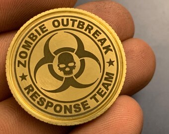 Zombie Response Coin, Zombie Challenge Coin, Zombie Hunter, Zombie outbreak response team, undead coin