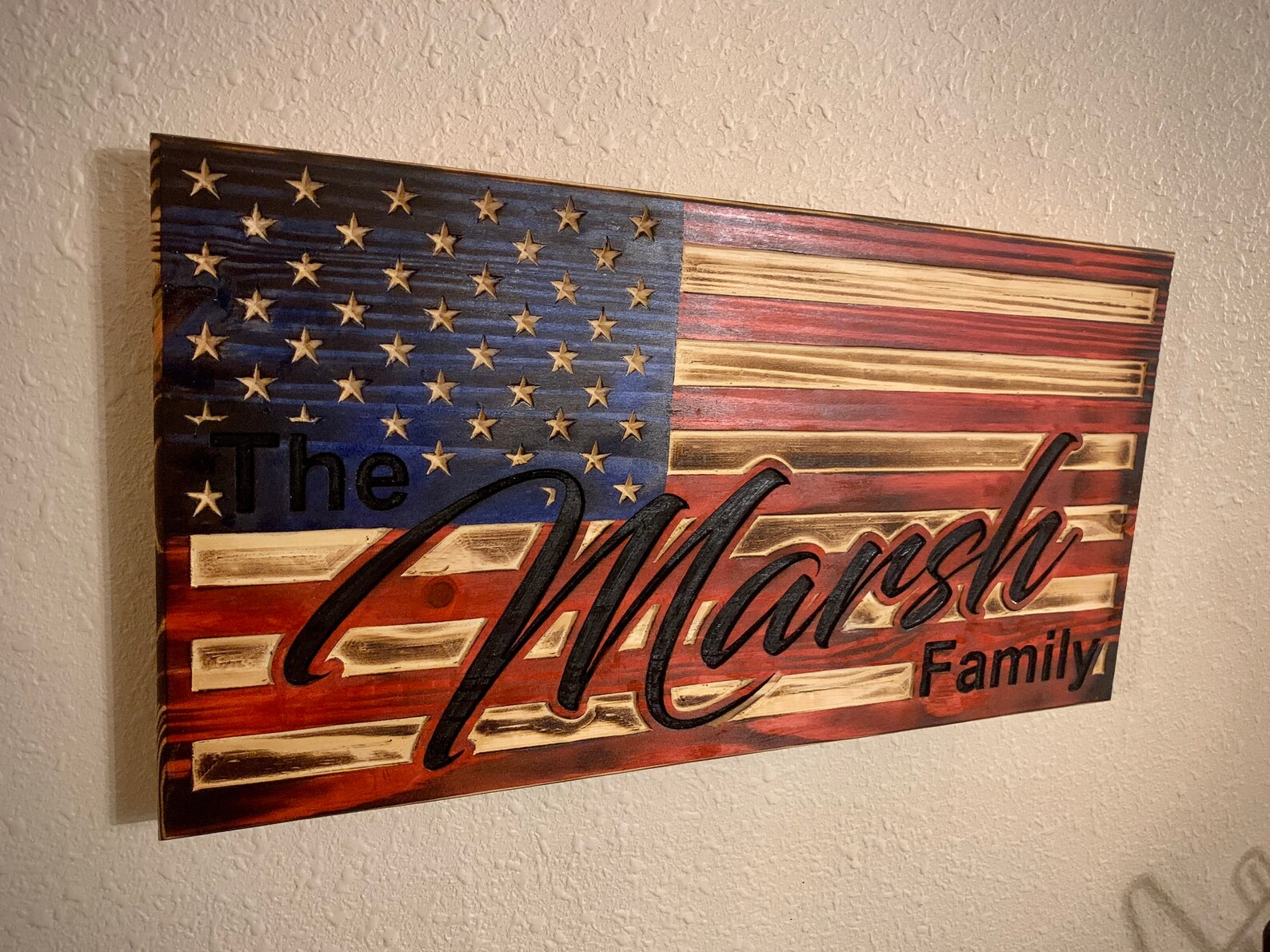 Carved Giant Family Name Flag. Customizable Rustic Flag - Etsy