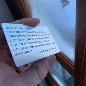 Te amo más tarjeta billetera de aluminio, personalizable, regalo perfecto, aniversario, Día del Padre, Día de la Madre.