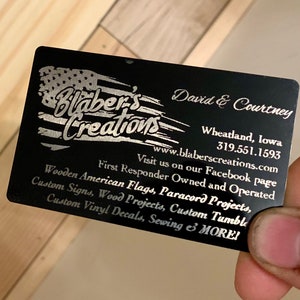 Visitenkarten aus Metall, Aluminium, lasergraviert. Völlig anpassbar!